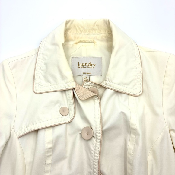 Laundry By Shelli Segal Cream Trench Coat with Pink Trimmings - Picture 3 of 12